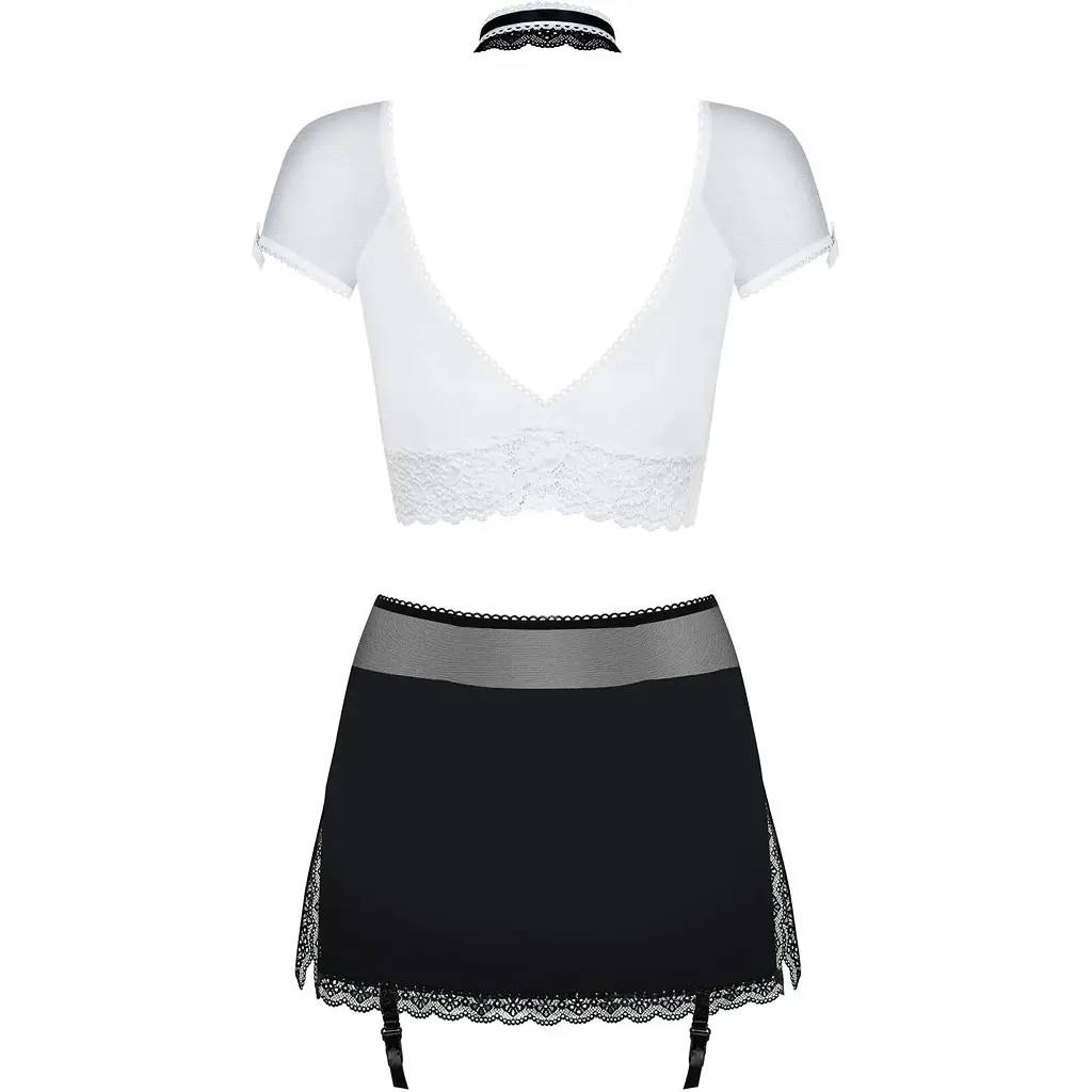 Еротичний костюм секретарки Obsessive Secretary suit 5pcs Black S/M, чорно-білий - фото 6