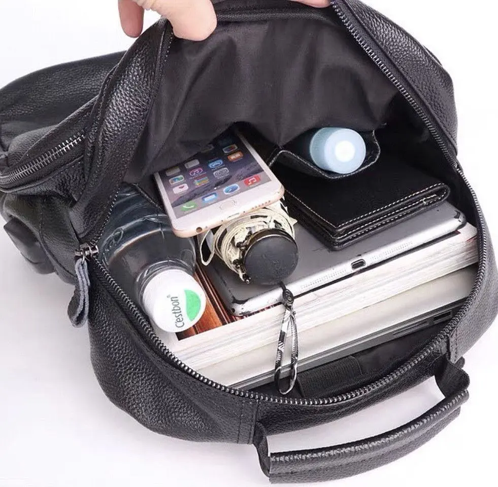 Міський чоловічий рюкзак шкіряний чорний Tiding Bag B2-03555A - фото 4