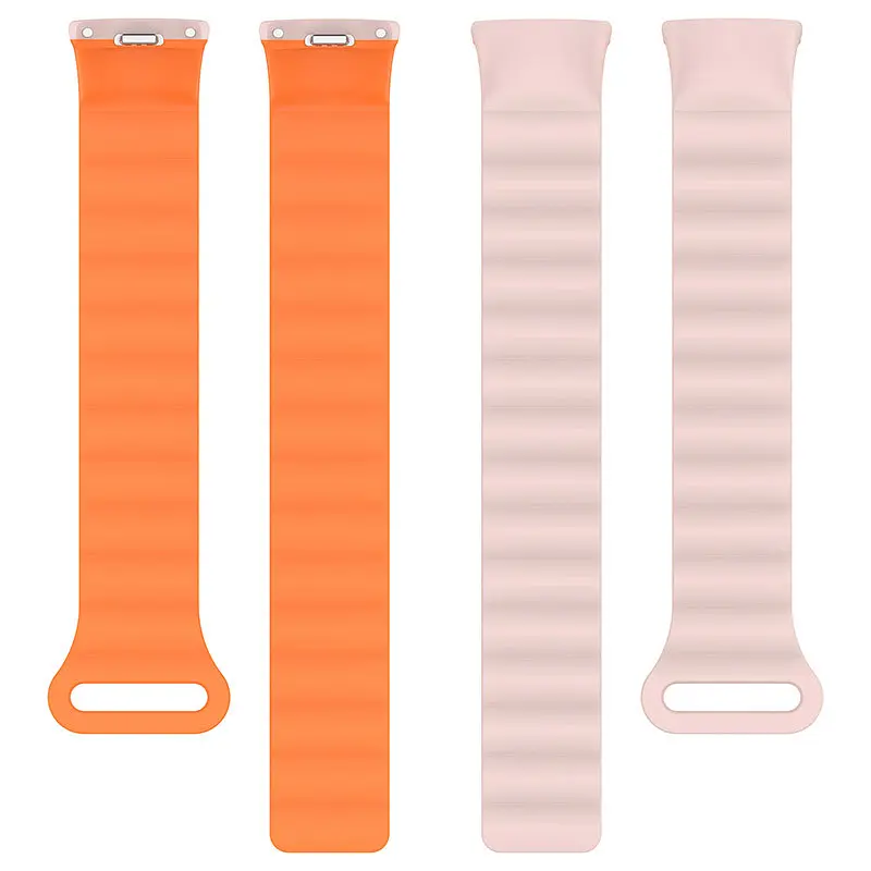 Ремінець Dual-color Magnetic для Xiaomi Mi Band 9/8/10 Light Pink / Orange - фото 4