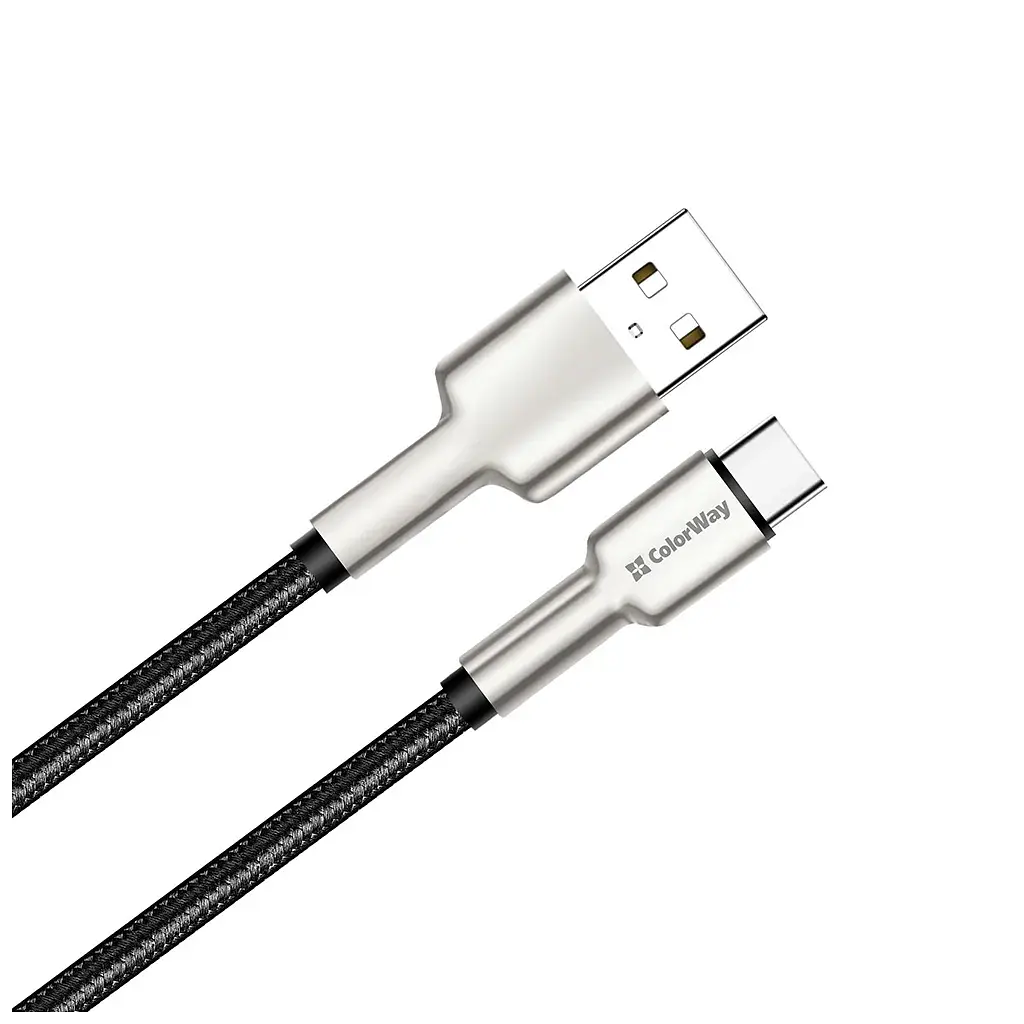 Дата кабель USB 2.0 AM to USB-C 1.0m head metal black ColorWay (CW-CBUC046-BK) - фото 2