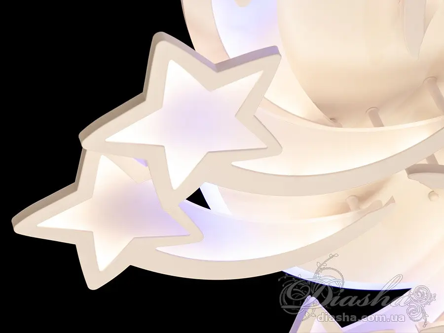 LED люстра Diasha 8163/6+3WH LED 3color 150W це сучасний стельовий світильник для дитячої кімнати у формі зірок. - фото 4