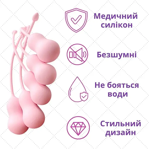 Набір вагінальних кульок I’MCUM Kegel Evolution 5 шт Рожевий (IM-KGE002) - фото 6