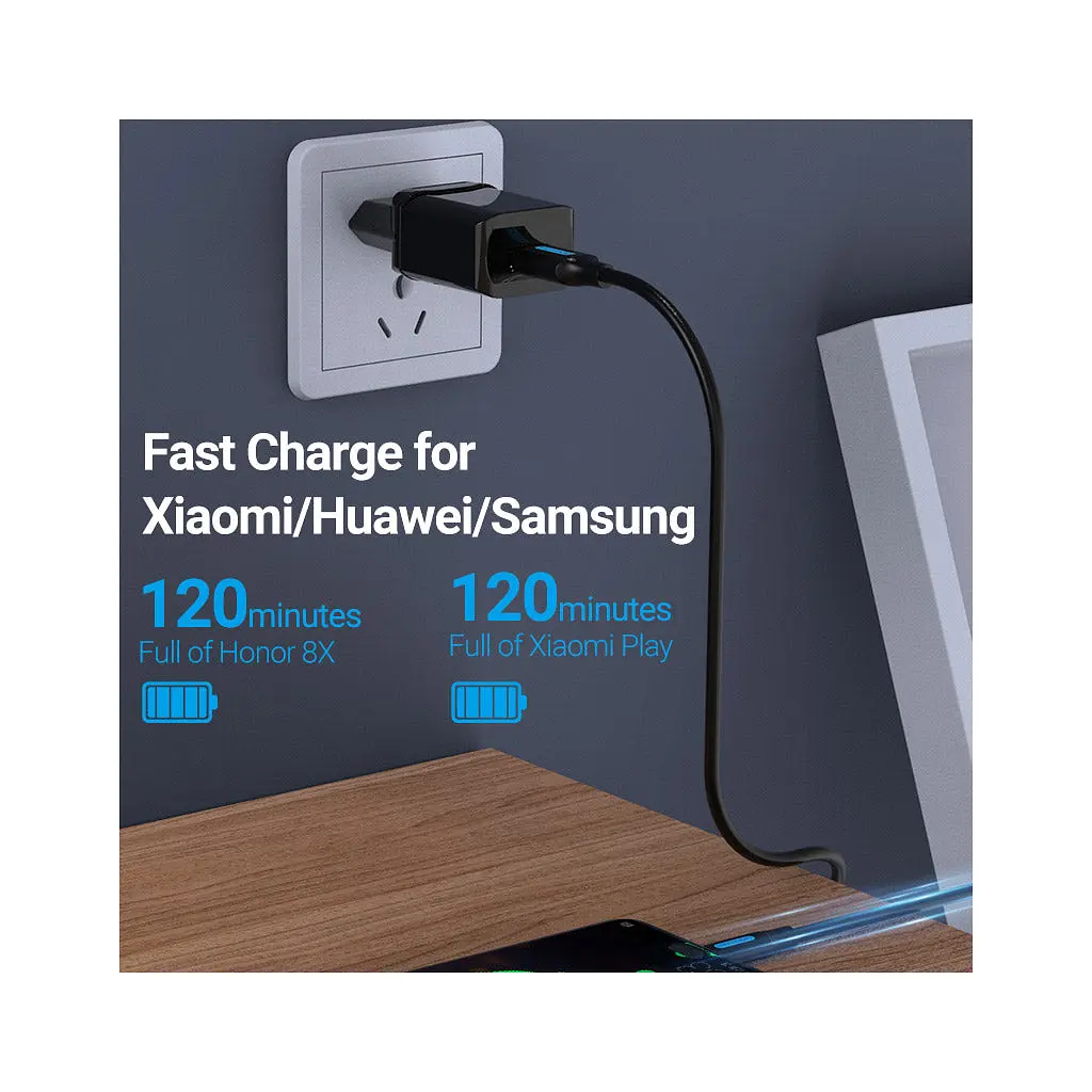 Дата кабель USB 2.0 AM to Micro 5P 1.0m 3A black Vention (COLBF) - фото 3
