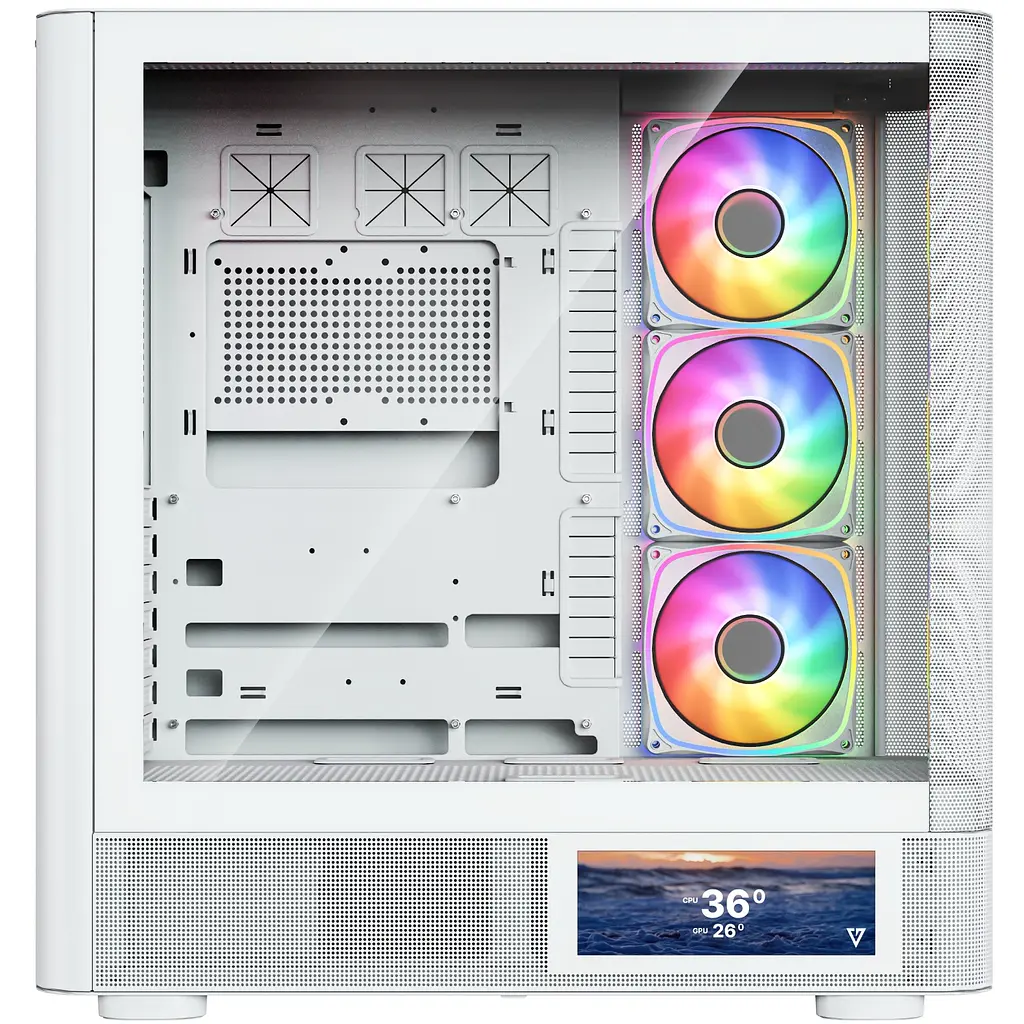 Корпус ModeCom VOLCANO AQ400 ARGB MIDI SIDE LCD 6,2” 4x120mm fans WHITE без БЖ ATX - фото 4