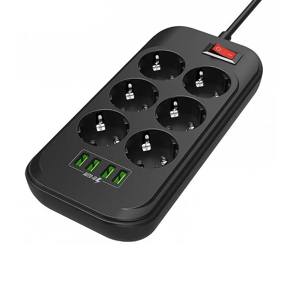Мережевий фільтр-подовжувач СolorWay (6 х розеток 4 х USB) (CW-CHE64B) - фото 2