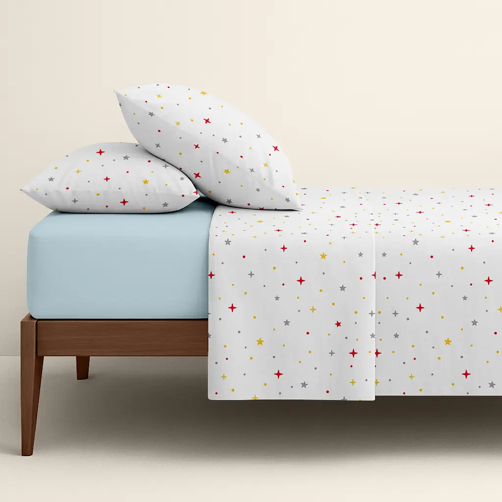 Комплект постільної білизни Cosas Magic stars CS6 Сімейний червоний (MagicStars_El180x30-58LightBlue_160x2) - фото 2