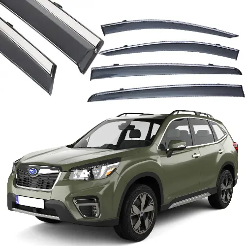 Дефлектори вікон вітровики Benke для Subaru Forester 2018- Хром Молдинг Нержавіюча сталь 3D (BSRFS1823-W/S)