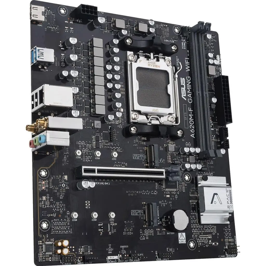 Материнська плата ASUS A620M-F GAMING WIFI (A620M-F GAMING WIFI) (Socket AM5, AMD A620, Micro-ATX) - фото 2