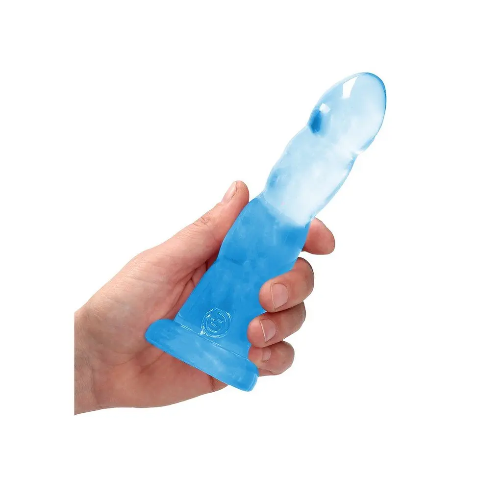 Фалоімітатор RealRock Crystal Clear 7", 18 см (блакитний) - фото 4