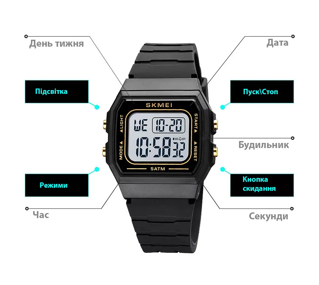 Наручний годинник чоловічий Skmei 1683 Black White, 1683BKWT (18455) - фото 10