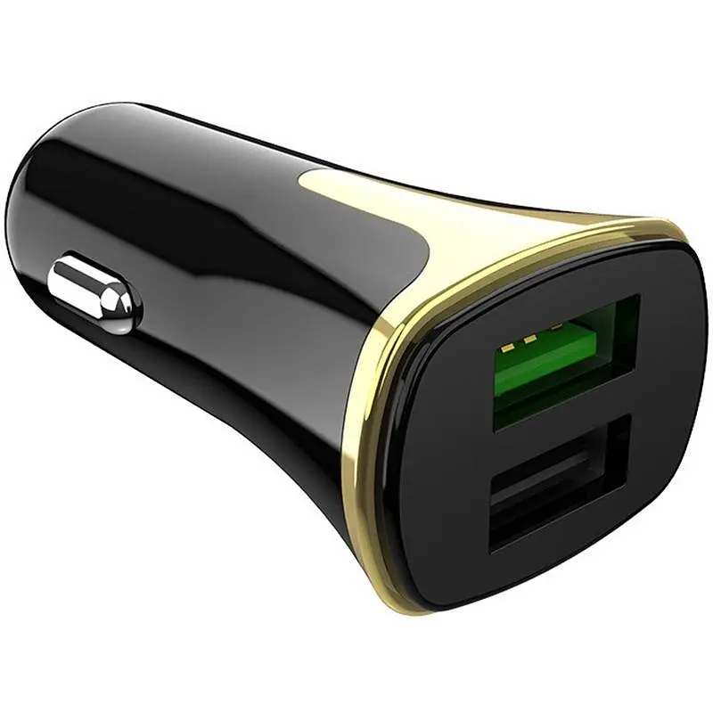 Автомобільний зарядний пристрій Hoco Z31 2 USB QC 3.0 Black/Gold + USB Cable Type-C 3.4A - фото 3