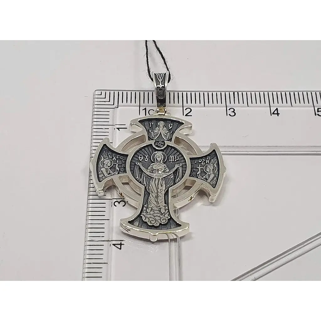 Серебряный крест Харьковская ювелирная фабрика Лики Святых. 3589-Ч - фото 5