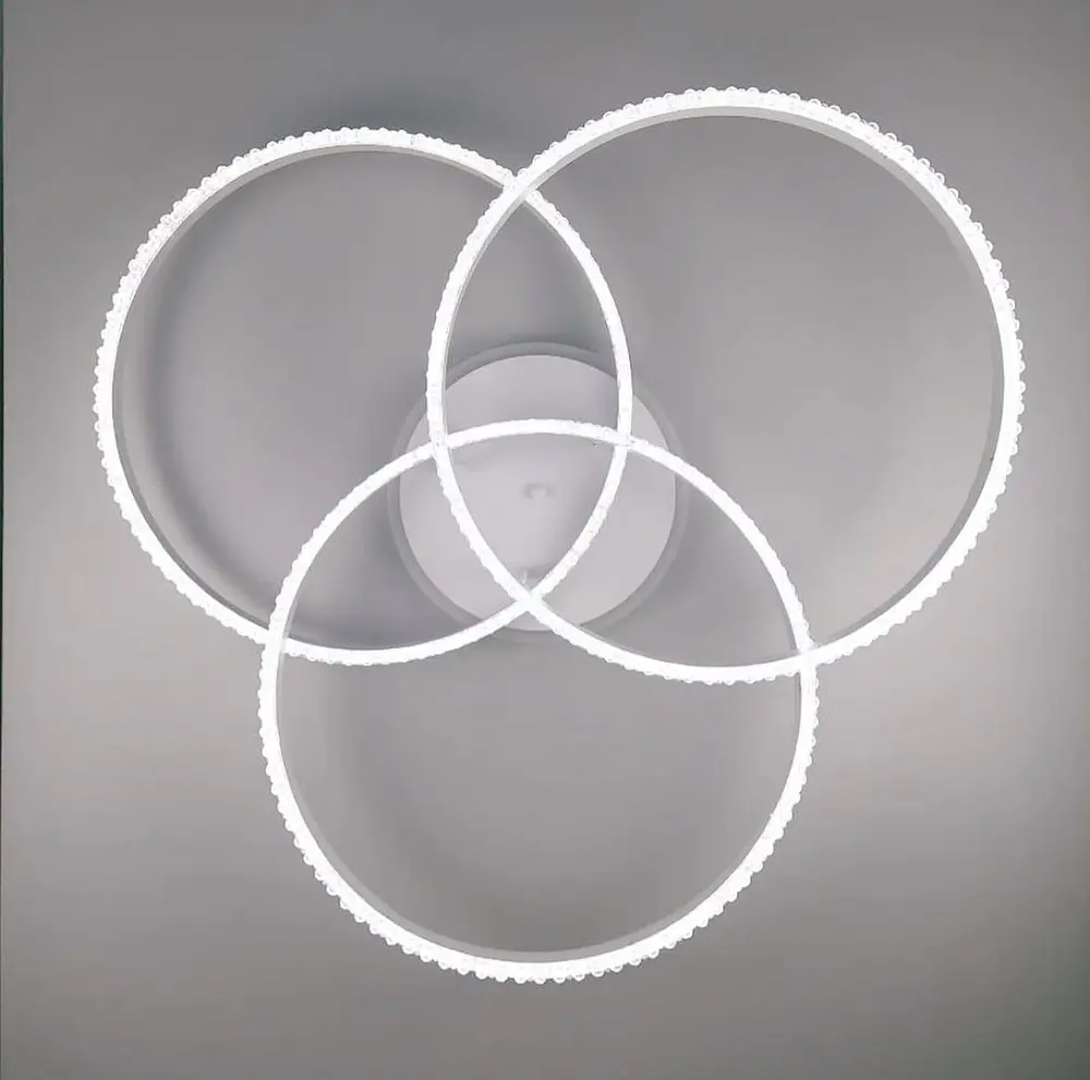 LED світильник білий на 3 кільця з хромованою смужкою d50 см | Line F | Арт. A55063/3A RGB WT+CH - фото 2