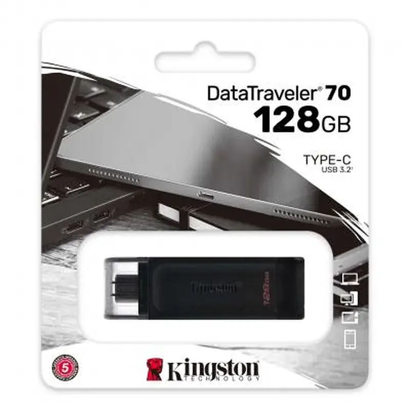 USB флеш накопичувач Kingston 128GB DataTraveler 70 USB 3.2 / Type-C (DT70/128GB) - фото 3