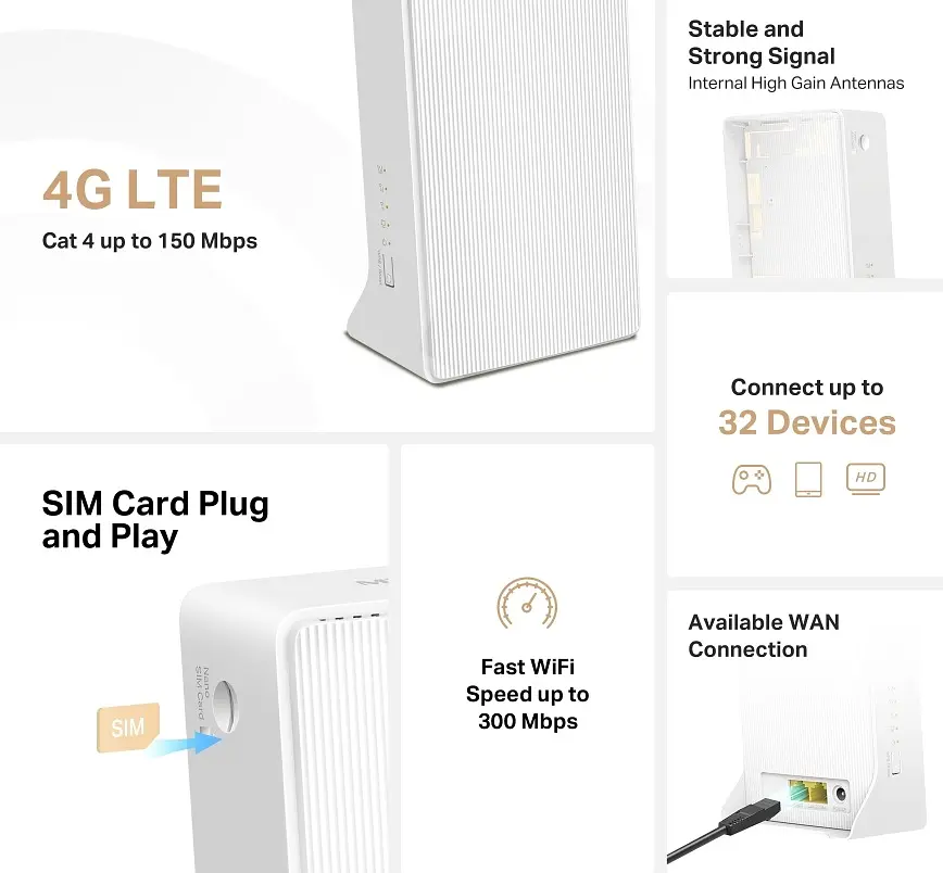Маршрутизатор MB112-4G N300, 4G/LTE, 1xFE LAN, 1xFE WAN Mercusys teh0017316 - фото 6