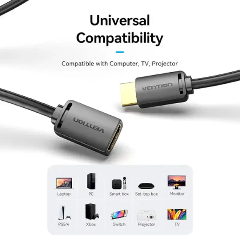 Кабель мультимедійний HDMI M to HDMI F 5.0m V2.0 4K60Hz Vention (AHCBJ) - фото 8