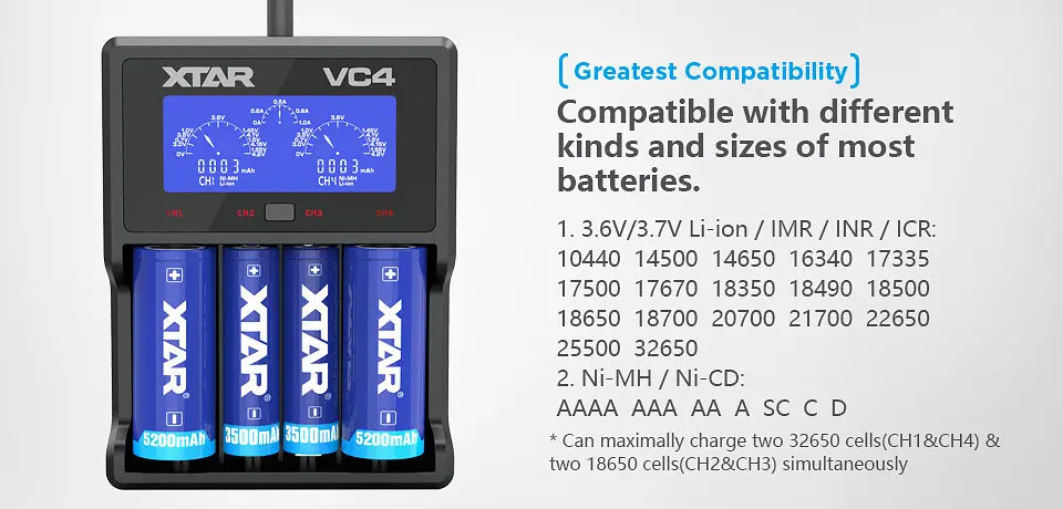 Зарядний пристрій XTAR VC4 для Li-Ion акумуляторів - фото 2