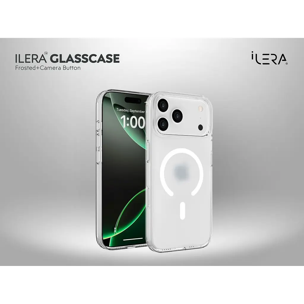 Чохол iLera GlassCase + Camera Button with MagSafe для Apple iPhone 17 Pro Max Frosted (iLGlCFrCb17PrMx) [150422] - фото 8