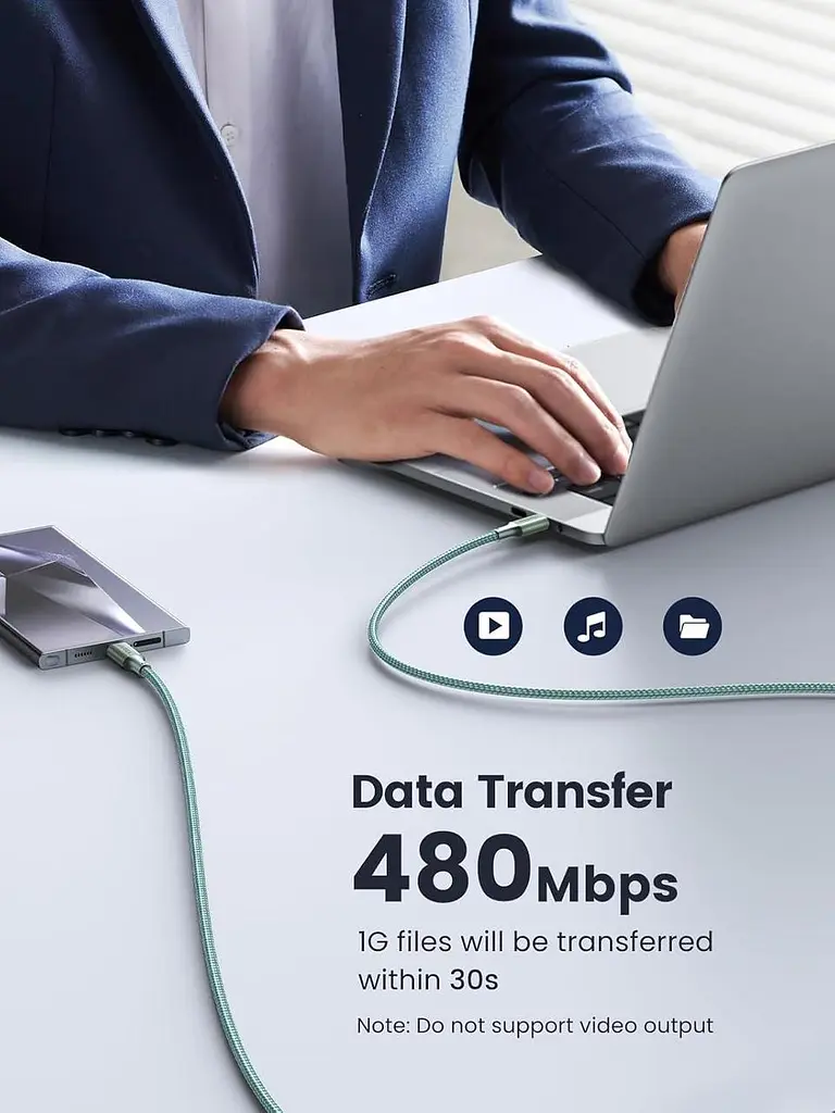 Кабель зарядный UGREEN USB C to USB C Charger Cable 100W кабель для быстрой зарядки 2 м Green (90794) - фото 7