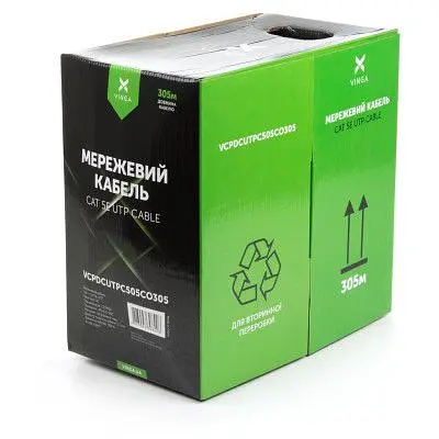 Кабель сетевой Vinga UTP 305м cat.5e Copper 4 pairs 0.5мм мідь (VCPDCUTPC505CO305) - фото 2