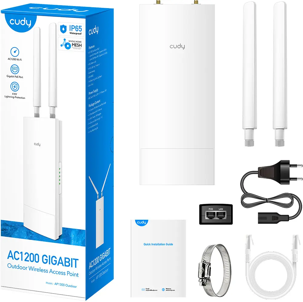 Точка доступу Cudy AP1300 Outdoor, AC1200 WiFi Gigabit Outdoor Access Point, 5GHz/2.4GHz, 1xGigabit - фото 4