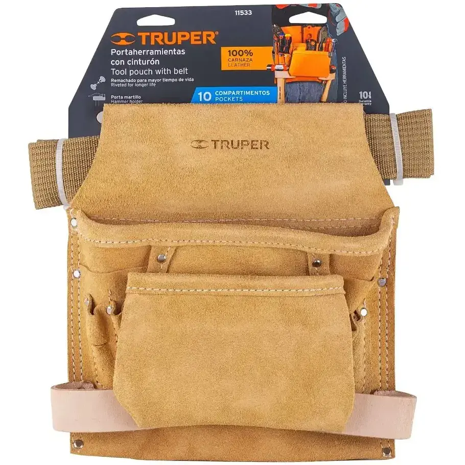 Пояс столяра Truper Шкіра 10 кишень 49х24 см (POHE-10C) - фото 2