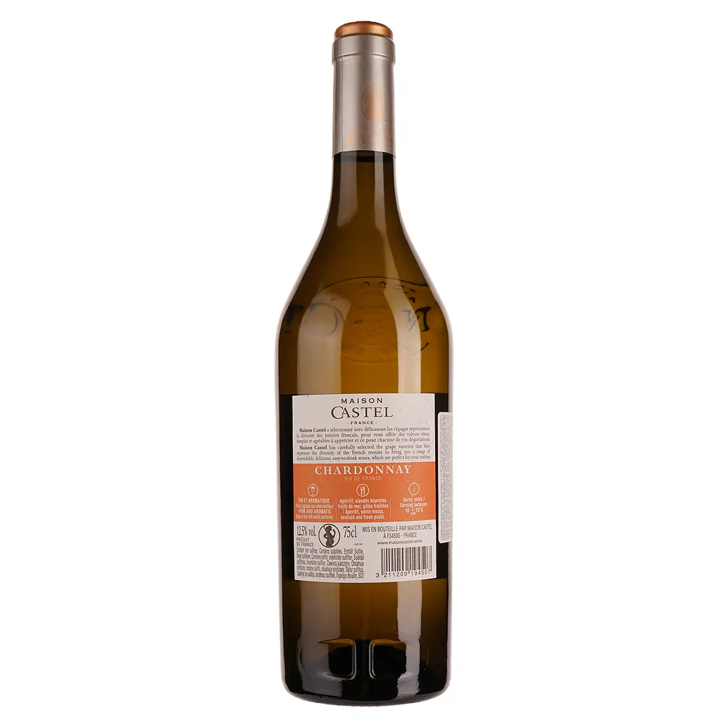Вино Maison Castel Chardonnay VDF, белое, полусухое, 12,5%, 0,75 л - фото 2