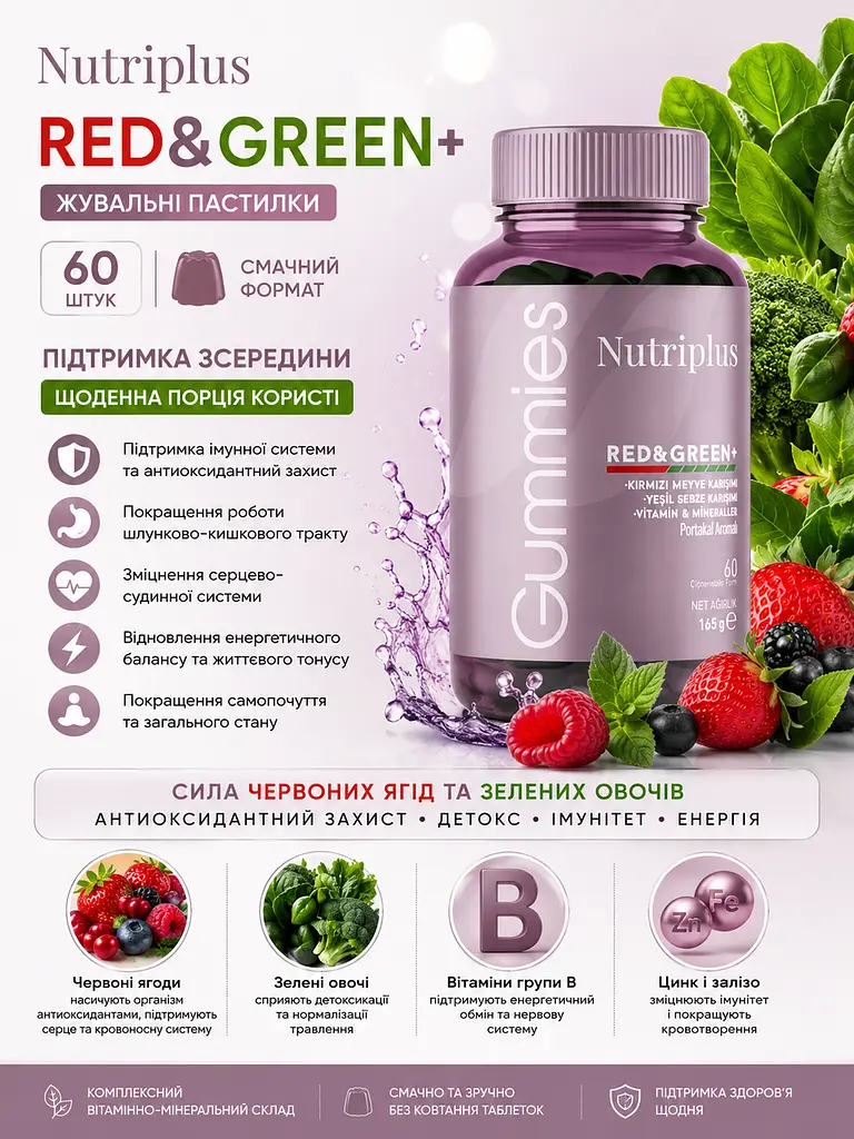 Комплексні вітаміни для всього організму Farmasi Red+Green Nutriplus 60 штук - фото 3