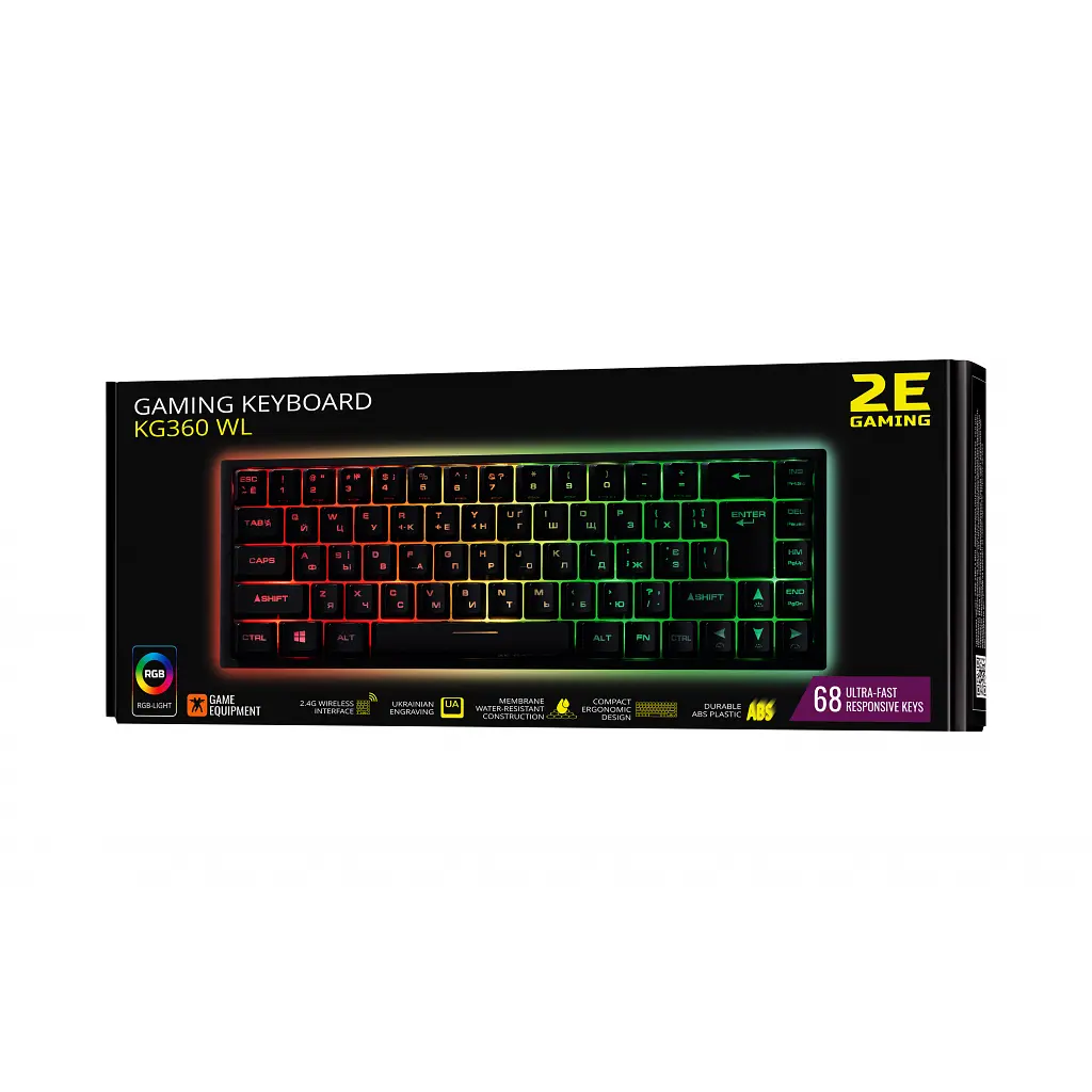 Клавиатура 2E GAMING KG360 RGB 68key Wireless Black (2E-KG360UBK) - фото 6