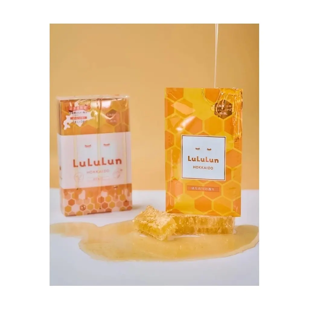 Маска для обличчя Lululun Premium Face Mask Hokkaido Honey Відновлююча з натуральним медом 1 шт х 5 уп (4582305069570) - фото 3