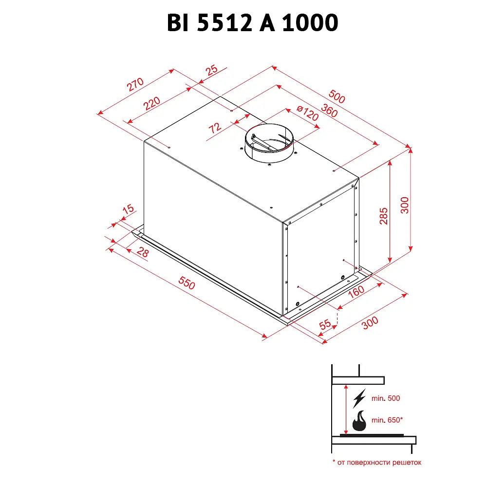 Витяжка повновбудована PERFELLI BI 5512 A 1000 I LED - фото 6