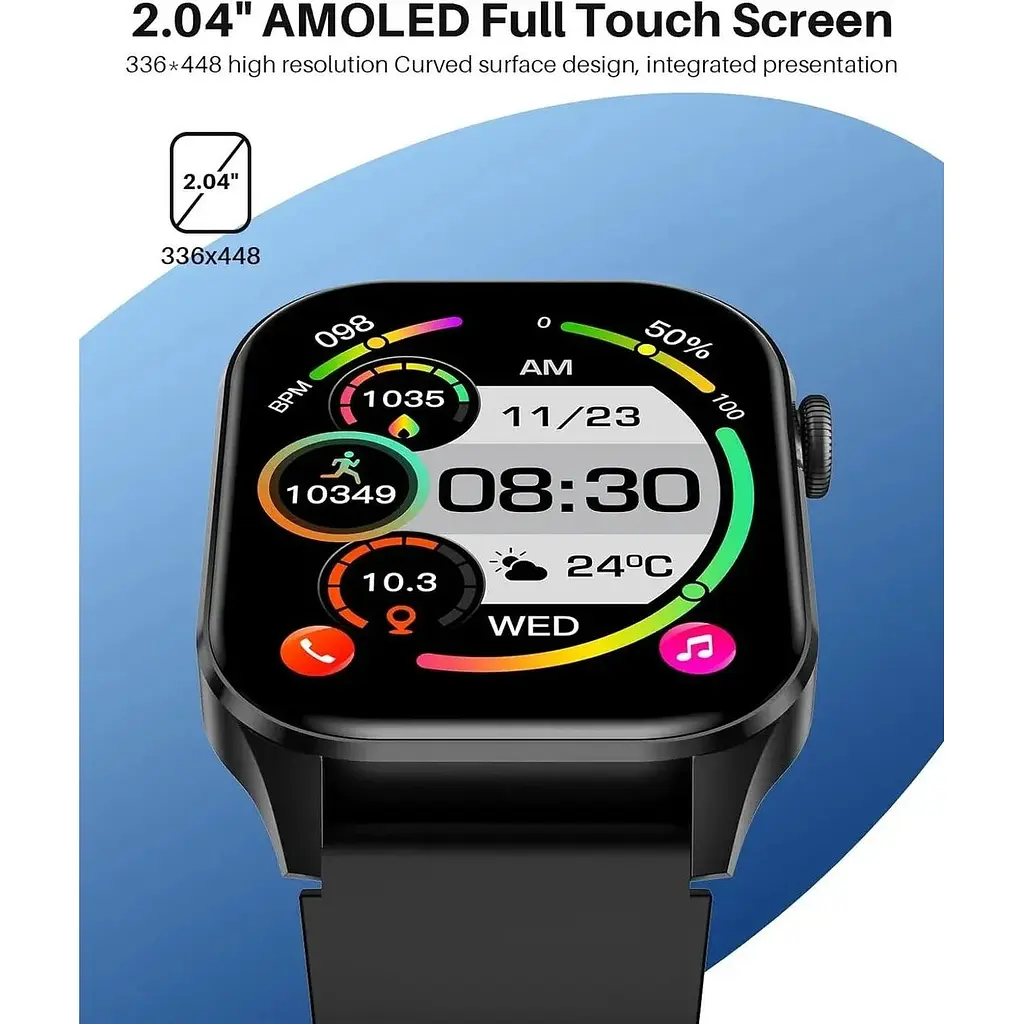 Розумний годинник T98 для чоловіків і жінок 2.04-дюймовий AMOLED-дисплей - фото 2