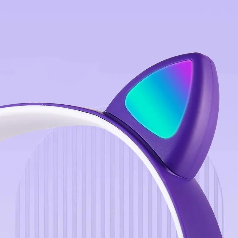 Бездротові навушники з вушками фіолетові bluetooth навушники з підсвічуванням дитячі Headset MZ-023 - фото 4