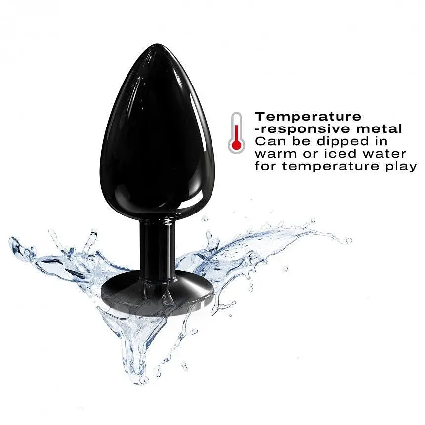 Металева анальна пробка з прикрасою у вигляді кристала Dorcel - Diamond Plug, чорна L - фото 4