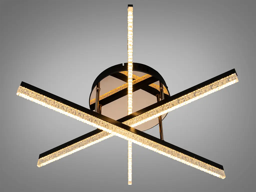 Сучасна стельова LED-люстра Diasha SX1007/3BK, чорна, 48W, акрилові світлові панелі - фото 3