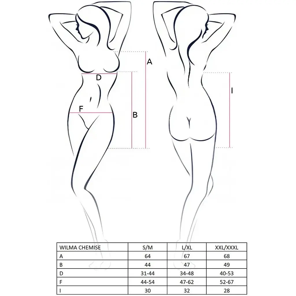 Сорочка приталена з чашечками Passion WILMA CHEMISE Black L/XL, трусики - фото 3
