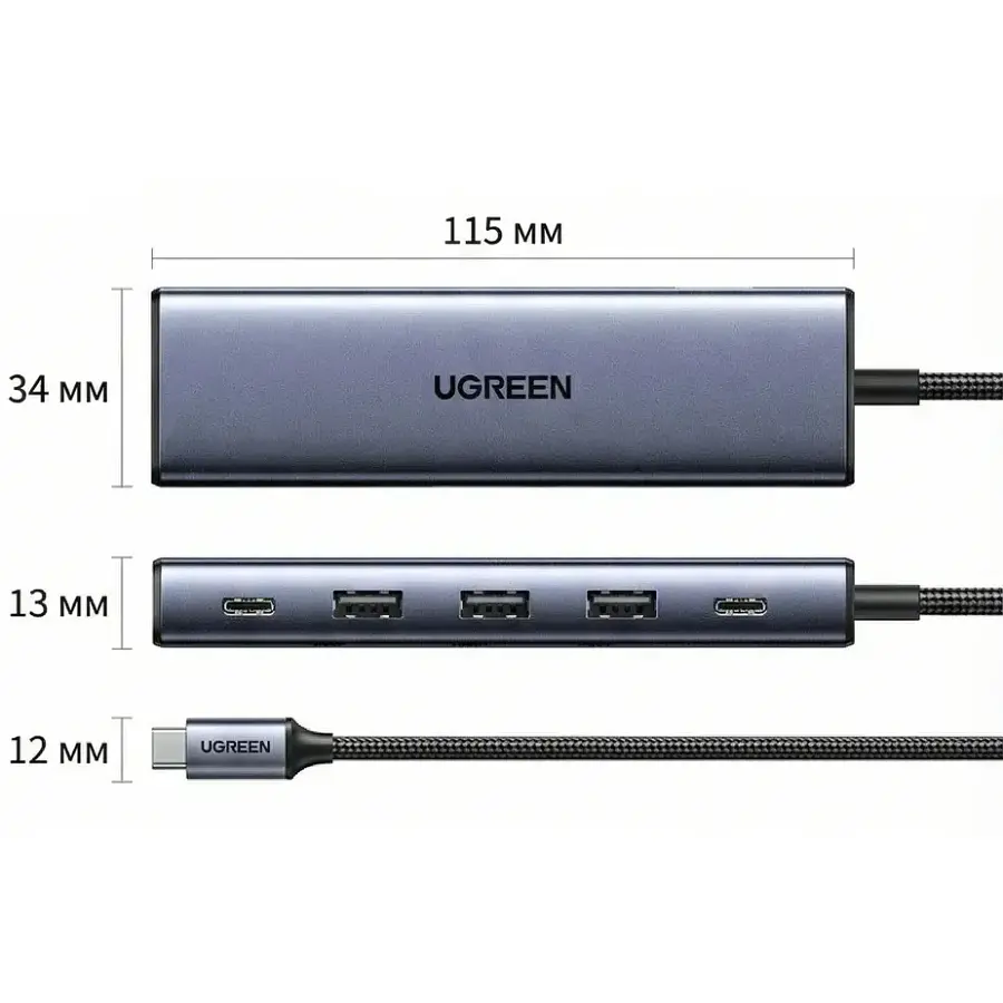 Док-станція USB3.0 Type-C -->DP 4K60Hz/3xUSB-А /2xType-C/100W 5-in-1 CM511 Ugreen - фото 2