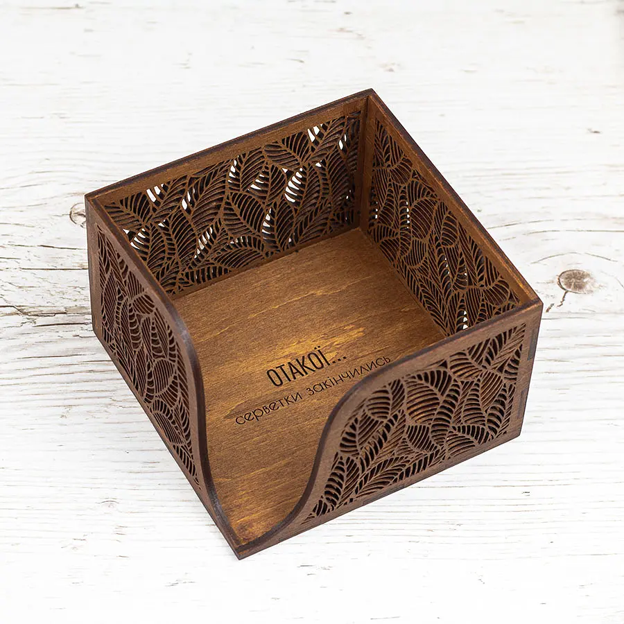 Дерев'яна серветниця VANZA LEAF walnut - L (21 см)  - фото 3