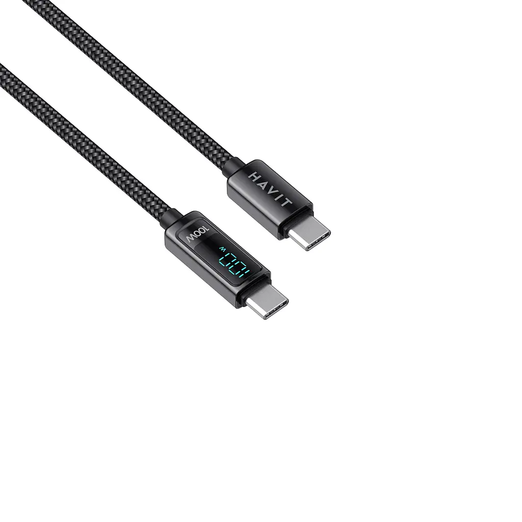 Кабель Type-C to Type-C HAVIT HV-CB6247 PD100W 5A 2м з LED екраном HAVIT (27870-000) - фото 5