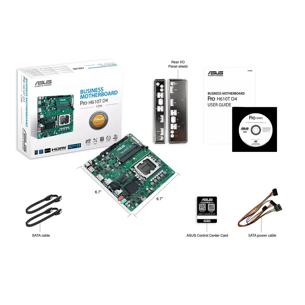 Материнcька плата Asus PRO H610T-CSM s1700 H610 2xDDR5 M.2 HDMI DP LVDS Thin mITX - фото 2