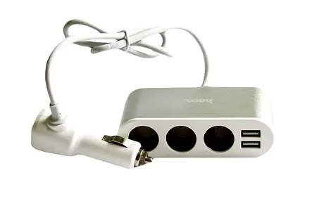Автомобільний зарядний пристрій HOCO Z13 LCD one-pull-three car charger 2USB 2.1A Сріблястий