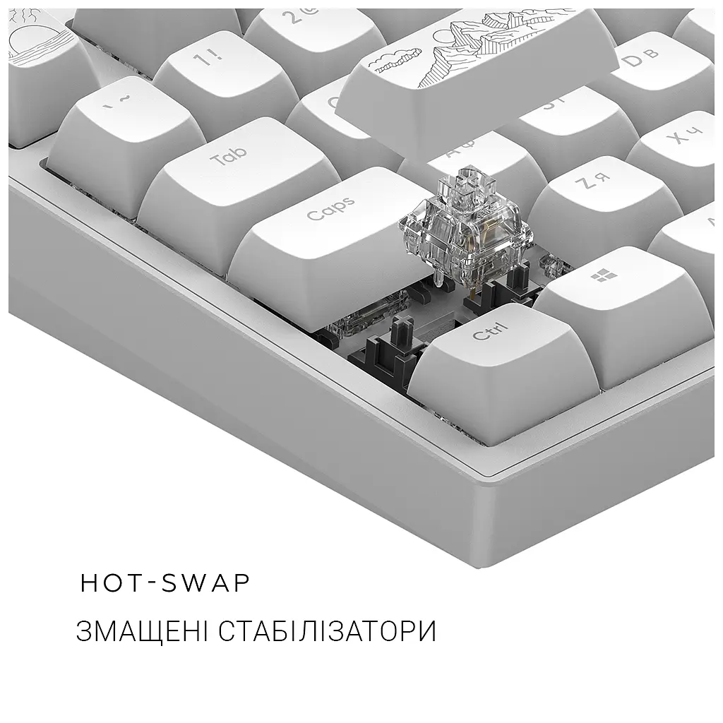 Клавіатура Dark Project ALU81 Terra Nostra PBT RGB Mech G3MS Moonstone White (DPKB_NOSTRA_81_ANSI_WHITE_UA) - фото 8