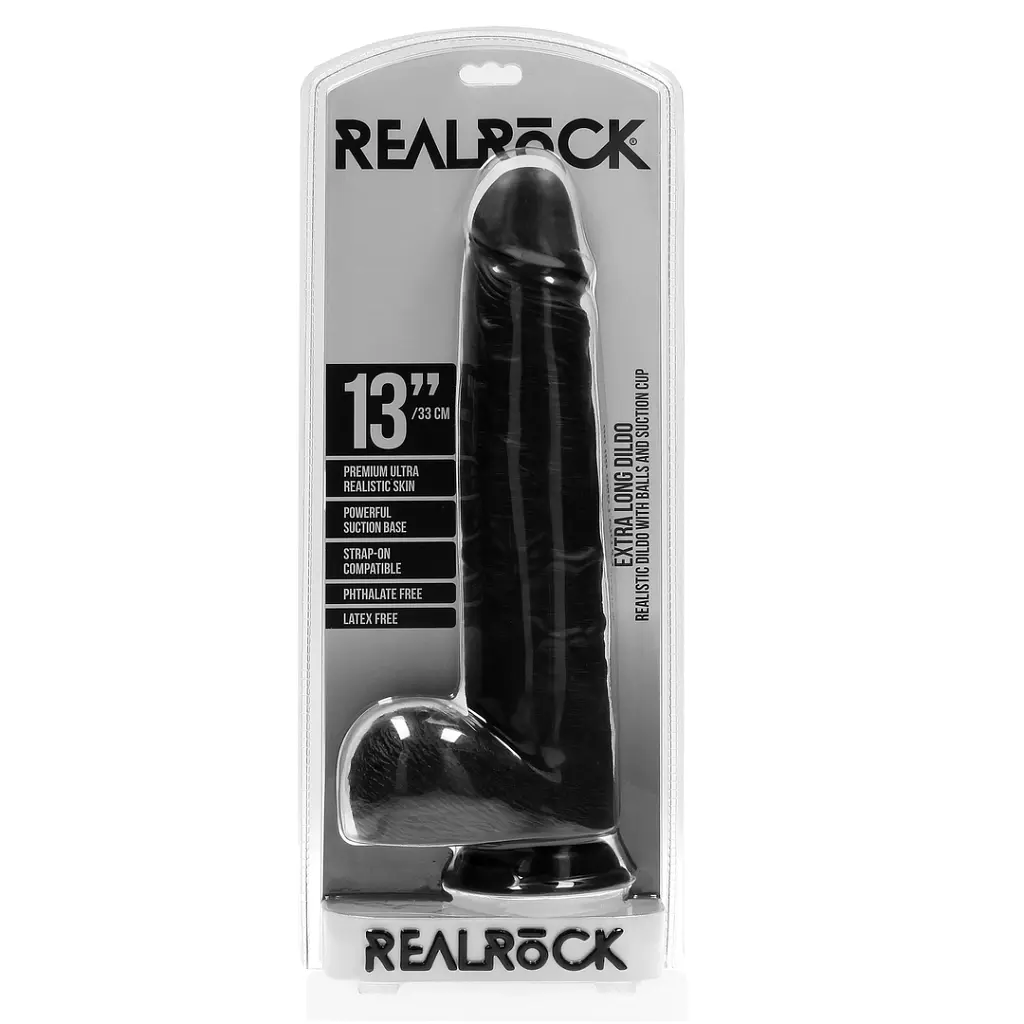 Фалоімітатор RealRock Extra Long with Balls 13", 33 см (чорний) - фото 6