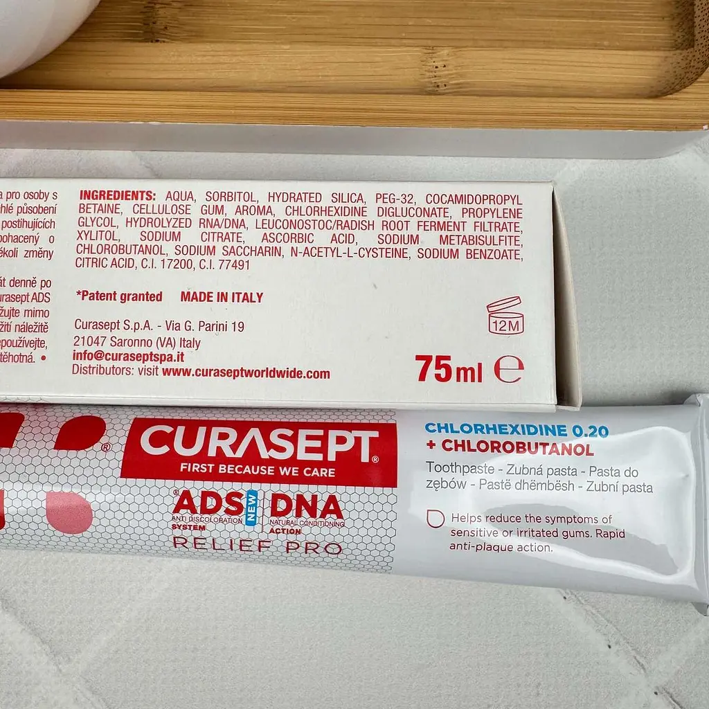 Зубна паста Curasept Relief PRO (заспокійлива) 0,20% хлоргексидин 75 мл - фото 3