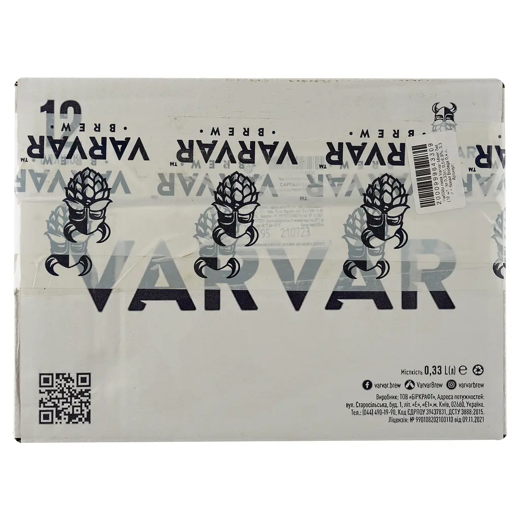 Набір пива Varvar Mixer Set (10 шт. по 0.33 л), 0.5-6.9%, 3.3 л + бокал Bodega 0.4 л - фото 2