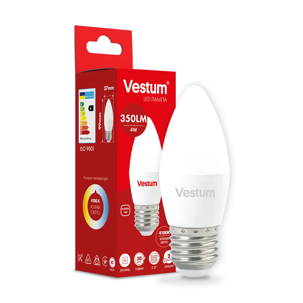 Світлодіодна лампа Vestum C37 4W 4100 K 220V E27 1-VS-1305 - фото 3