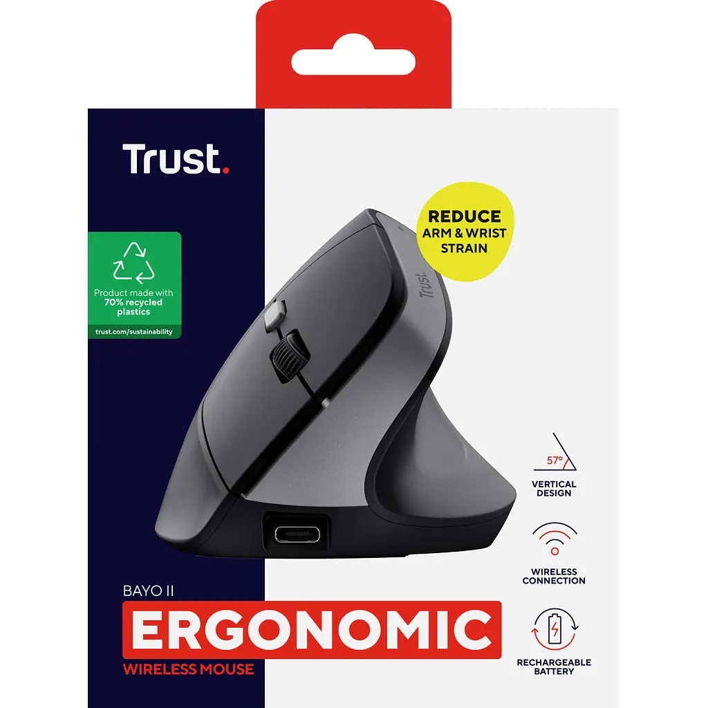 Мишка Trust Bayo 2 Ergonomic Wireless/USB-A Black (25145) - фото 12