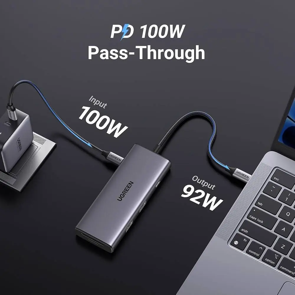 Док-станція USB3.1 Type-C --> HDMI 4K30Hz/USB 3.0x2/Type-C/SD/TF/ PD 100W CM498 7 in 1 Ugreen - фото 3