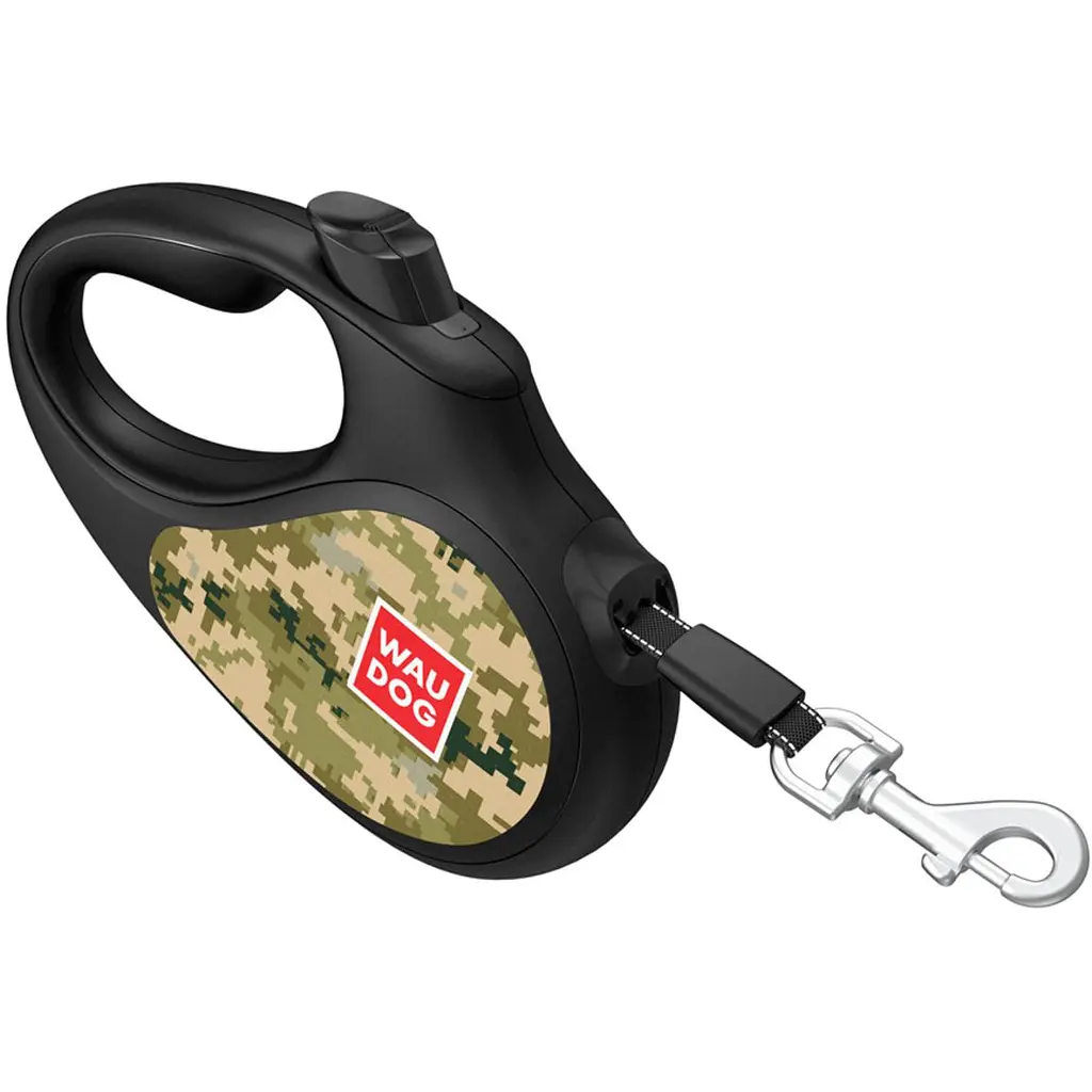 Поводок-рулетка для собак Waudog R-leash, рисунок Милитари, M, до 25 кг, 5 м, светоотражающая лента - фото 3