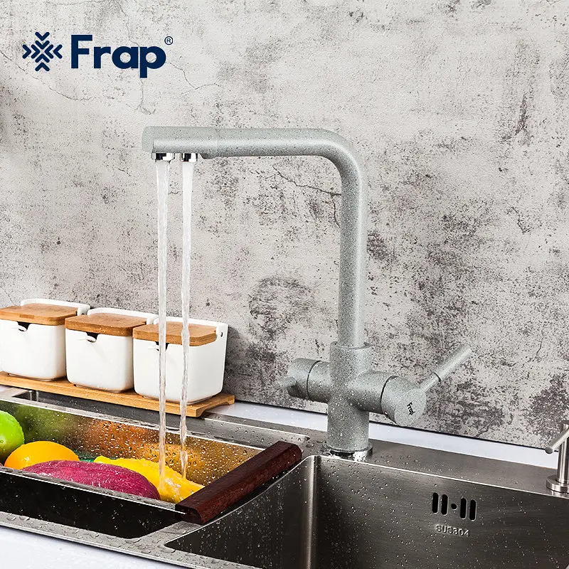 Змішувач для кухні на дві води Frap F4352-22, сірий, Сірий - фото 4